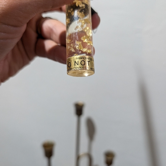 Vintage MCM Lucite Gold Flakes Tapered Candles Miller Candle Co Set of 3 - Picture 6 of 13